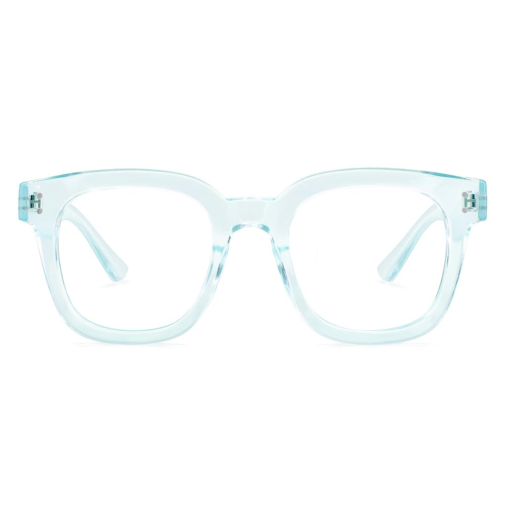 Madison Avenue Oversized Blue Light Blocking Glasses for Women Fashion Blue Light Blockers Anti Eyestrain & UV Protection Computer Eyeglasses (Light Blue)