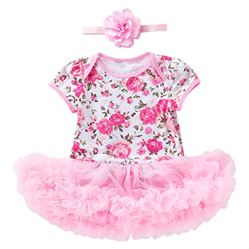 Bnee Baby Cotton Summer Toddler Romper Bodysuit with Headband Lable LAge 6 12 Months WhitepinkFloral R0060001