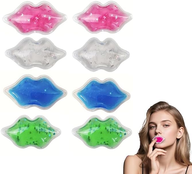 8 PCS-Lip Ice Pack, Lip Cooling Pack， Mini Cold Packs，Reusable Lip Ice Pack for Cosmetic Treatment, Pain Relief