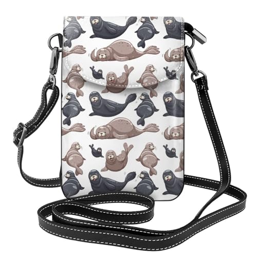 Illustration de phoques et d'otaries sur petit sac portefeuille anti-perte