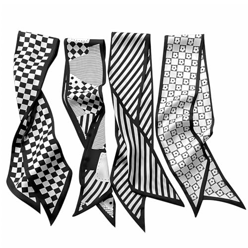 4 Pcs Elegant Satin Purse Scarf, 34 Inch Length, Decorative Handbag Handle Wrap