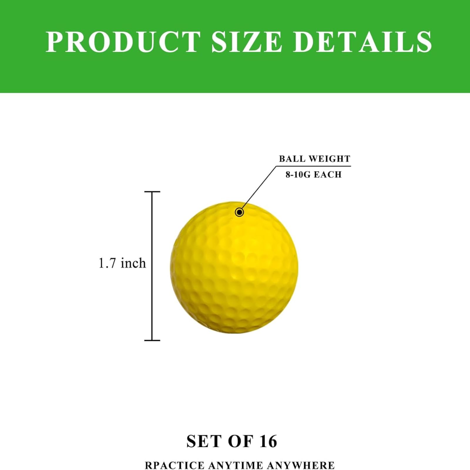 AHEJIOO 16 pelotas de golf, pelotas de golf, pelotas de espuma, pelotas de minigolf, comprar, alfombrilla de vicio putting, pelota de espuma, colorido entrenamiento