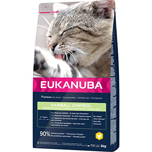 Eukanuba Anti-Haarballen Katzenfutter - Premium Trockenfutter zur Reduzierung von Haarballen, 2 kg