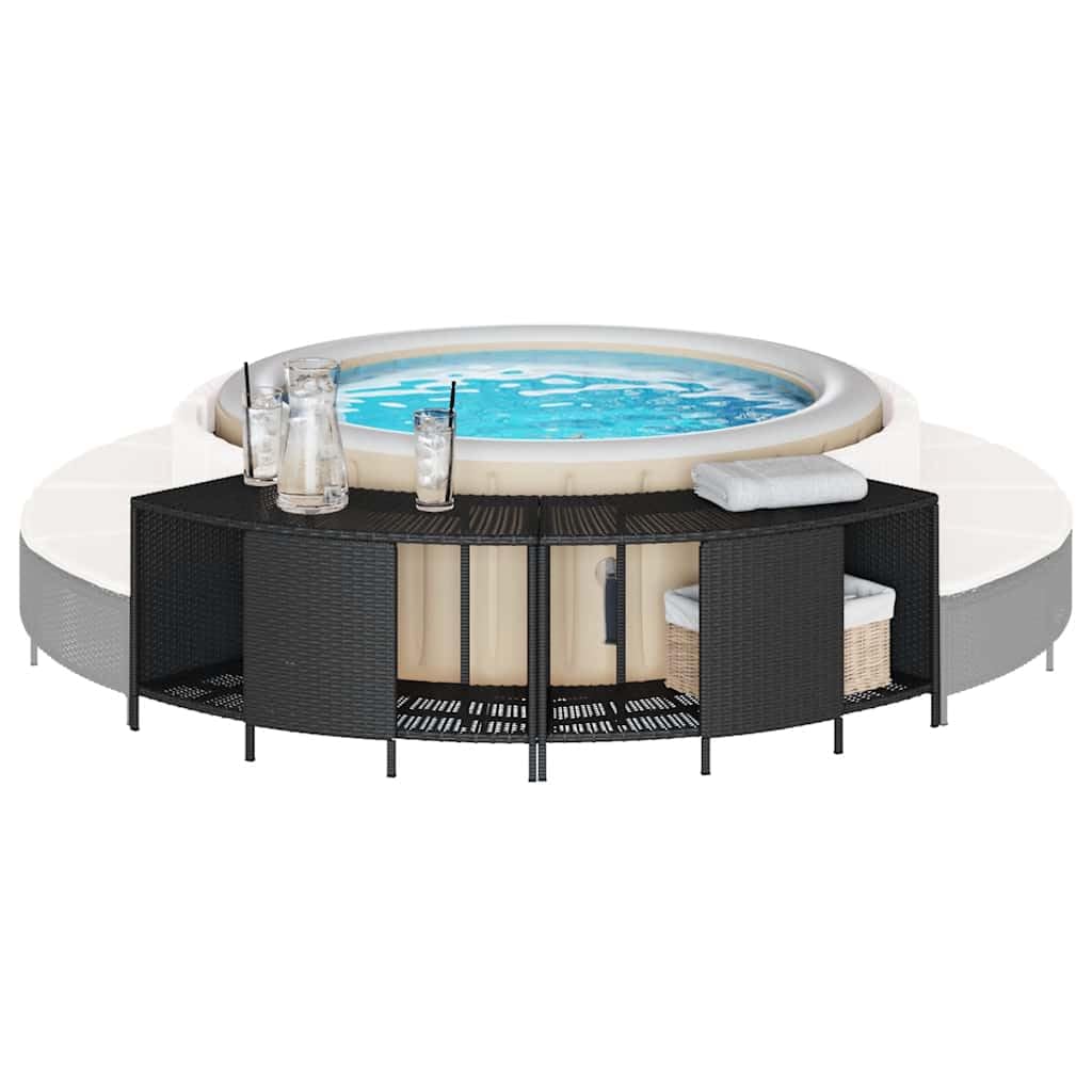 Generisch Outdoor-Regale für Whirlpool 2 STK. Schwarz Poly Rattan,Heim Garten,Pool Spa,Pool- Whirlpool-Zubehör-365620