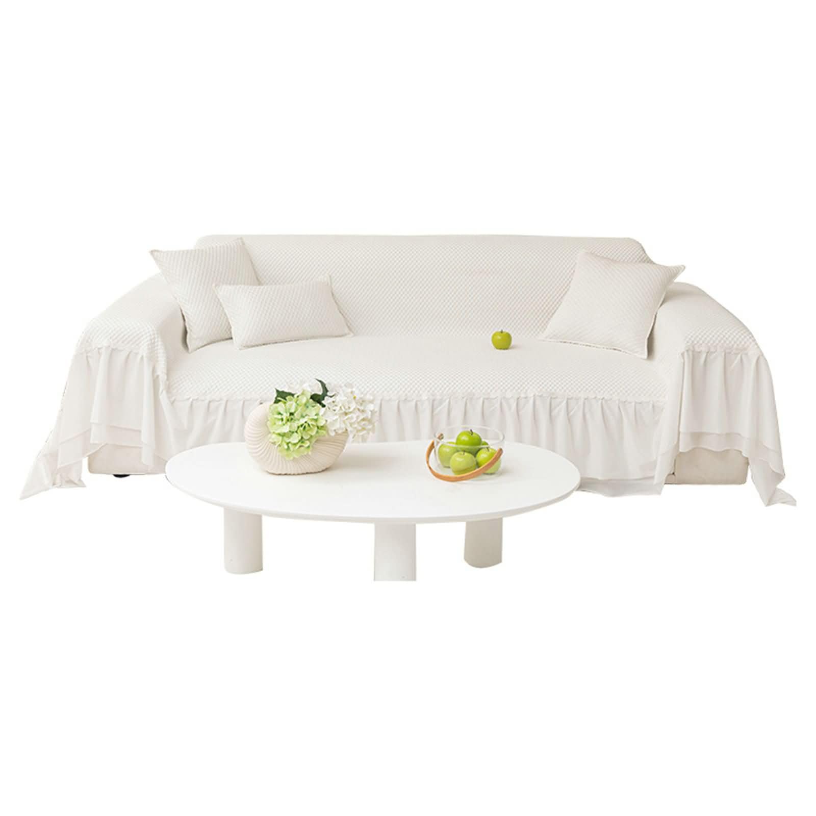 Copri Poltrona 1Posto,180x180CM,Fodera Copridivano Tinta Unita con Pizzo Telo Copridivano Seta di Ghiaccio Asciugamano Copridivano Bianco Coperta Divano Letto