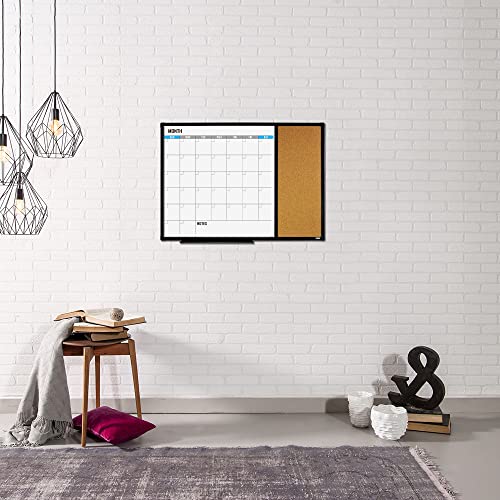 Xboard Dry Erase Calendar Whiteboard 28 X 20 - Combo White Board Calendar Monthly, Magnetic White Board + Corkboard With Black Aluminum Frame #TOP6