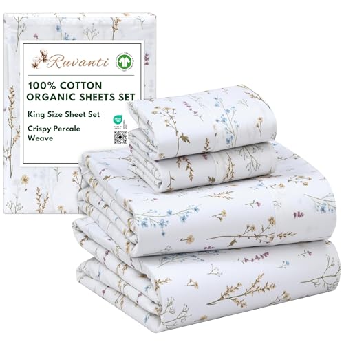 RUVANTI 100% Organic Cotton King Size Sheets Set