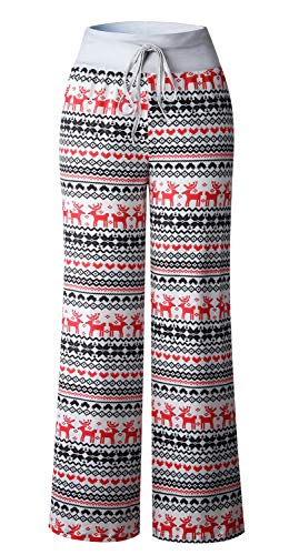 Image of AMiERY Women's Comfy Casual Pajama Pants Floral Print Drawstring Palazzo Lounge Pants Wide Leg