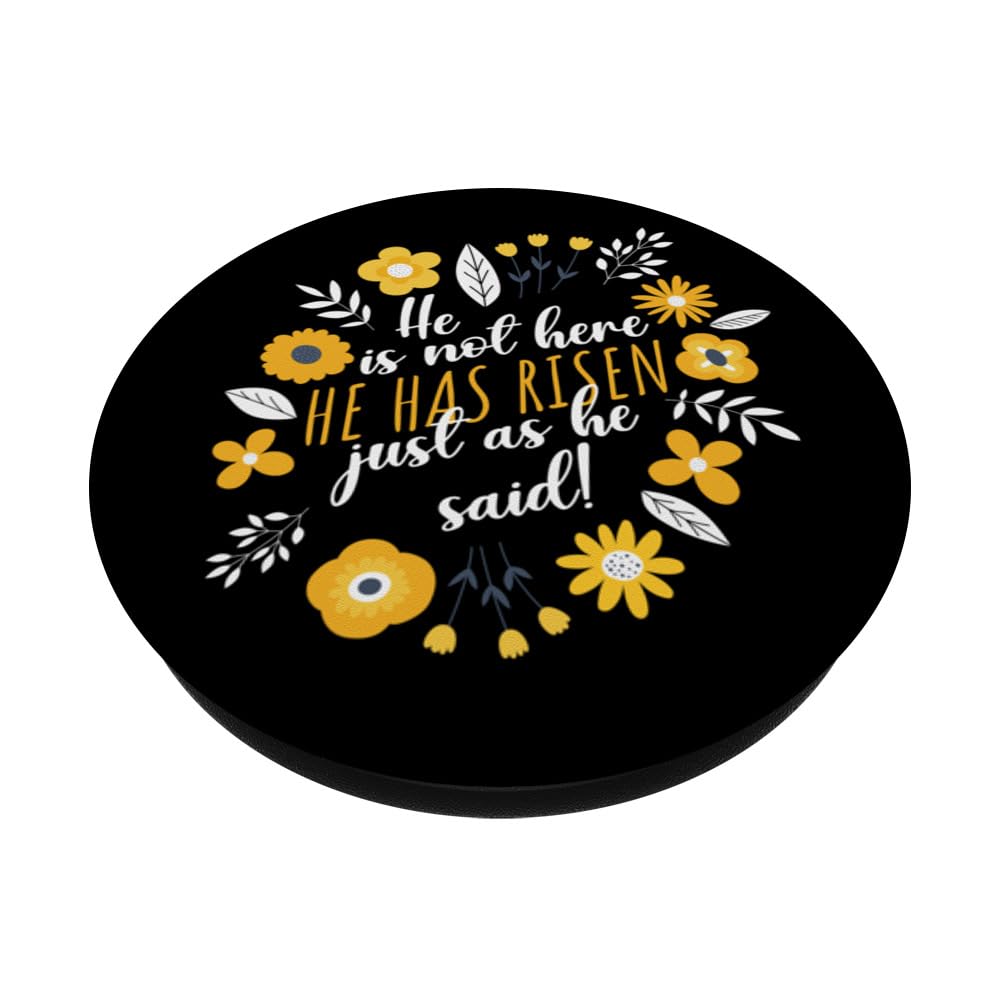 Christian Easter He Is Not Here He Has Risen Just As He Said PopSockets Swappable PopGrip, Black - Image 2
