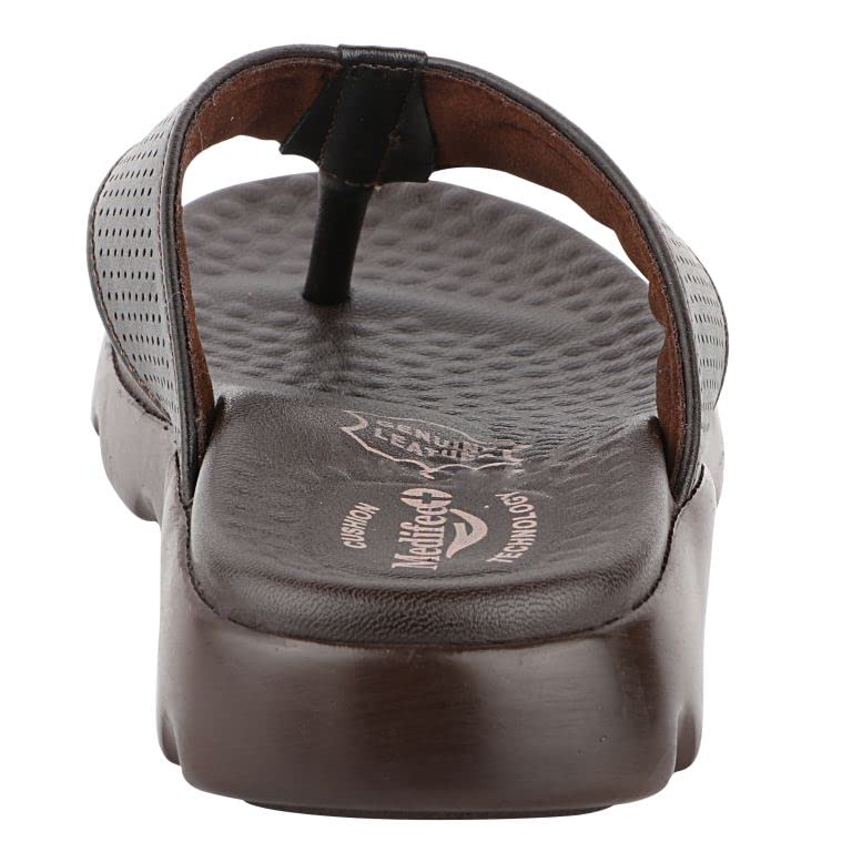 Image of Medifeet Broad Strap Cushioned Leather Slippers for Women