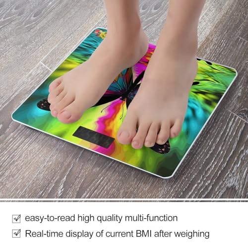Báscula digital Colorful Butterfly para baño con vidrio templado miniatura 5