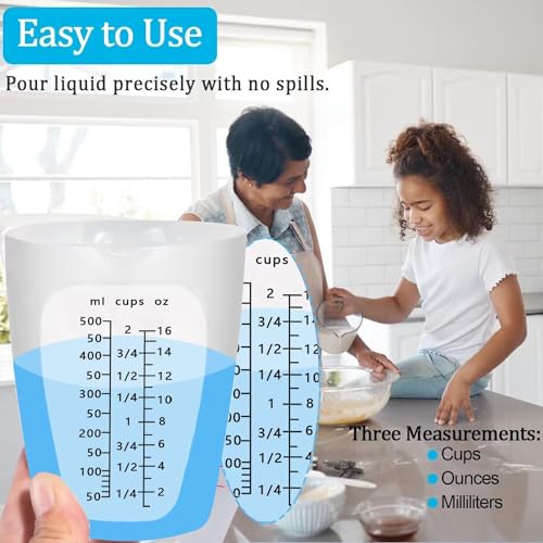 Juego de 5 vasos medidores de silicona 500 y 100ml miniatura 6