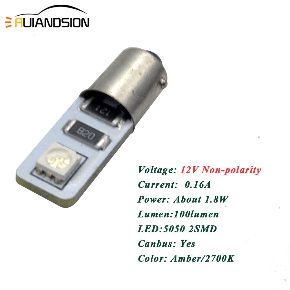 Lot De 2 Ampoules LED BAY9S 12V - Blanc 6000K - Pour Feux De Recul, Clignotants - Compatible Canbus - 5050 SMD