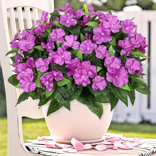 Weldomcor 3 paquetes de flores artificiales para balcón, flores artificiales como verdaderas al aire libre, resistentes a la intemperie, plantas artificiales para exteriores, ramo de flores, plantas