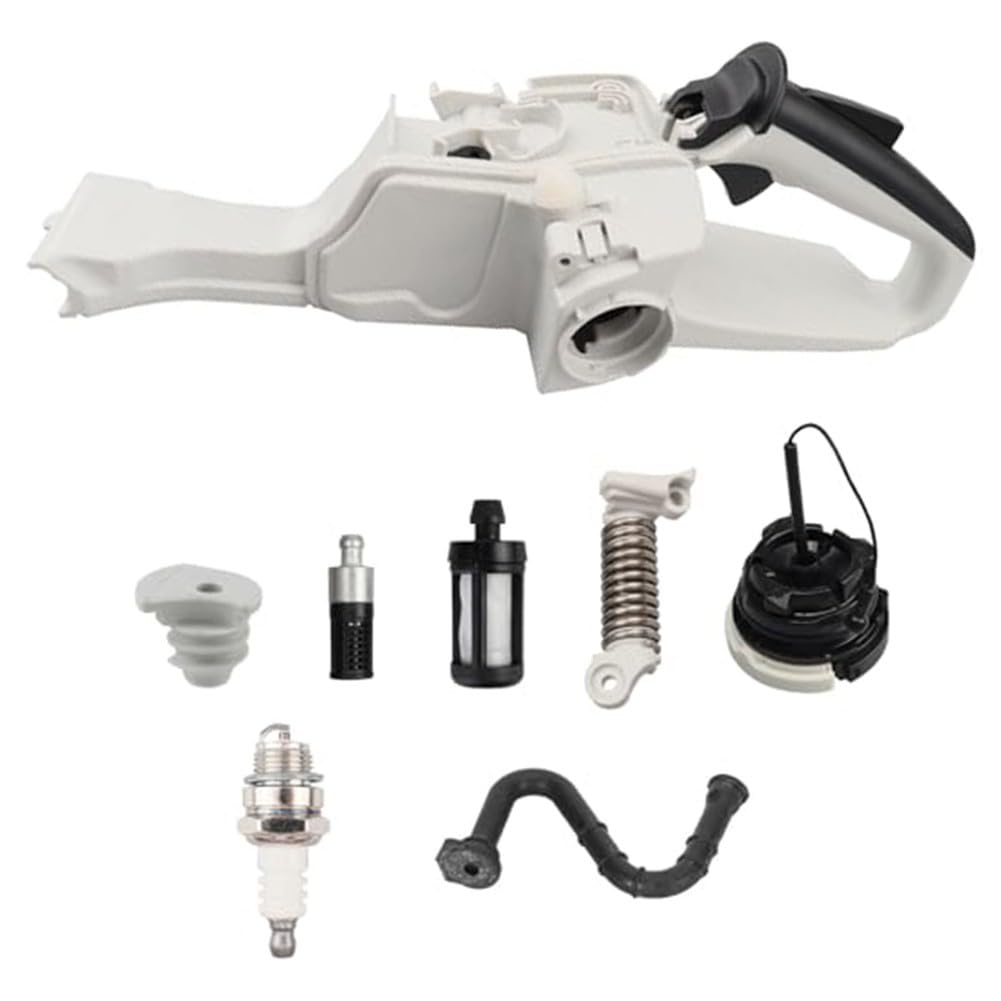 Juego de 8 depósitos de combustible con mango para motosierras Stihl MS261 MS271 MS291, repuesto 11417911000 11417911030, incluye filtro de aceite, bujía y montaje de tanque
