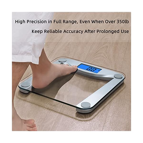 Vitafit-Digital-Body-Weight-Bathroom-Scale-Weighing-Scale-with-Step-On-TechnologyExtra-Large-Blue-Backlit-Display-and-Batteries-Included-400-PoundsClear-Glass Vitafit Digital Bathroom Scale for Body Weight,Weighing Professional Since 2001,Extra Large Blue Backlit LCD and Step-On, Batteries Included, 400lb/180kg,Clear Glass,Silver