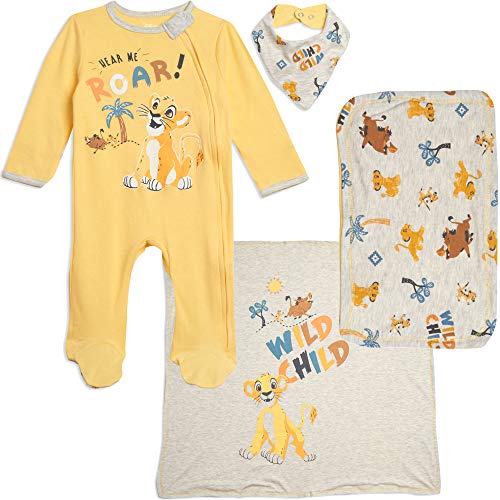 Disney The Lion King Baby Boys Layette Footies Burp Cloth Blanket Bib 0-6 Months