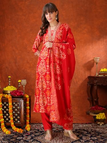 Image of NIVANA Embroidered & Printed Kurta with Pant & coordinated Dupatta