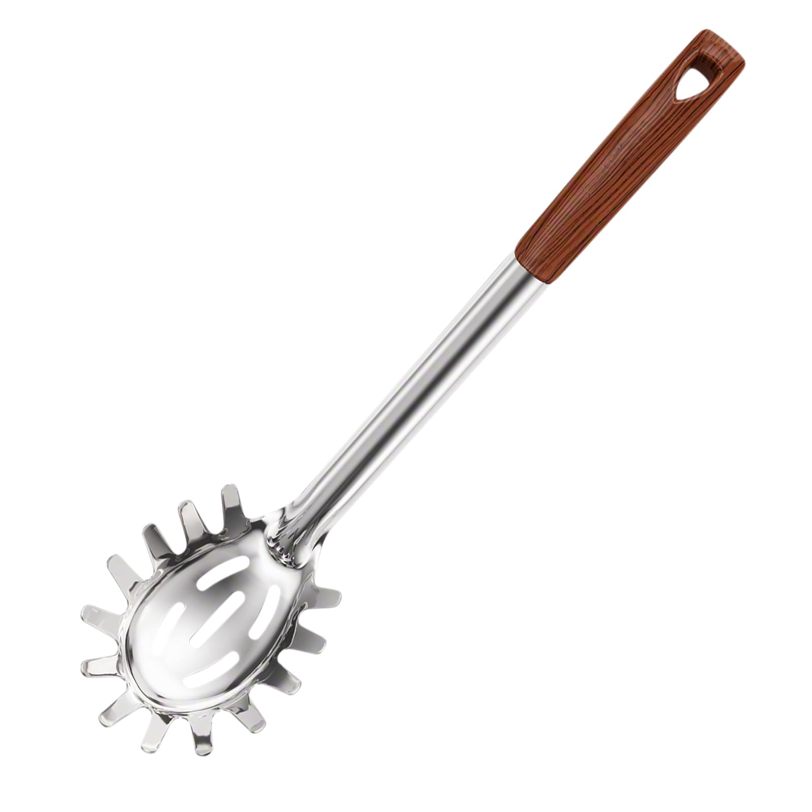 Spaghetti Spoon, Stainless Steel Pasta Server with Plastic Handle