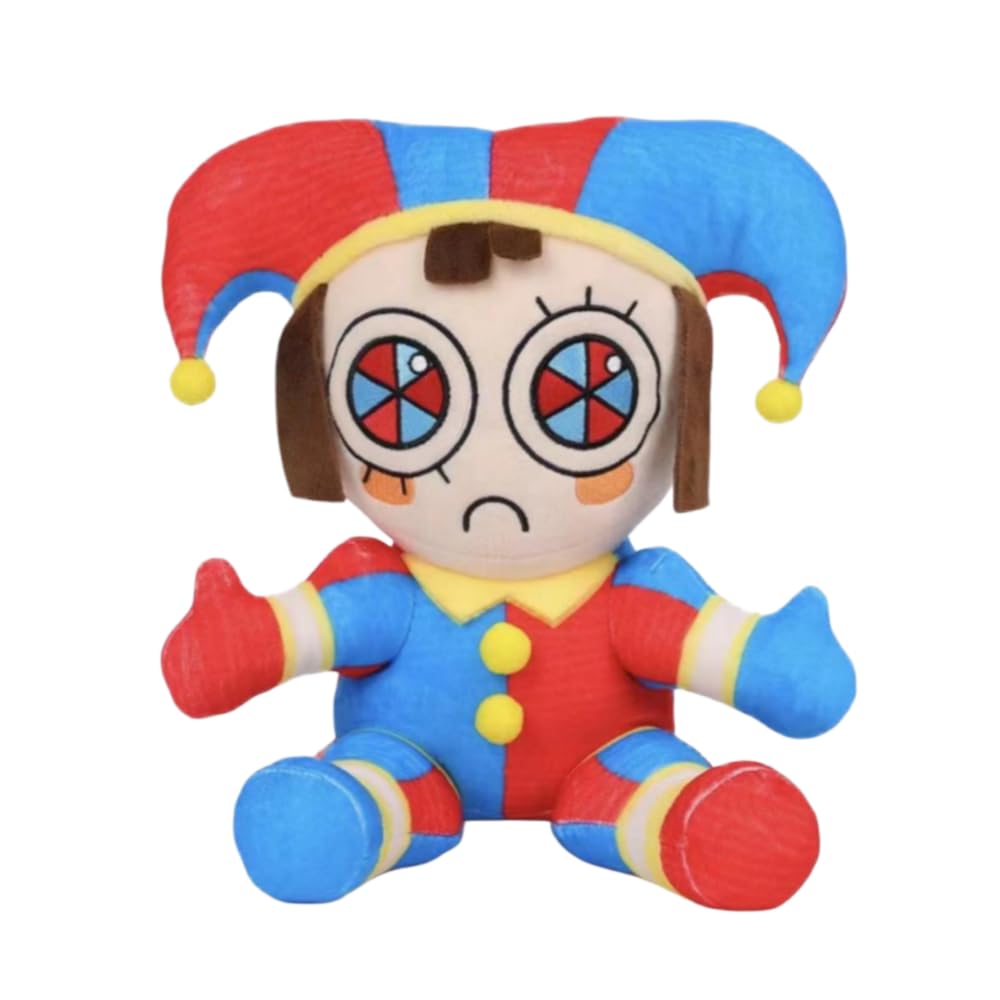 XIYUAN The Amazing Digital Circus Jax and Pomni Plush Doll (8"/20.3 cm) - Soft Stuffed Animals, Collectible Toys for Fans, Cartoon Character Gifts for Kids & Adults (Sitting clown)