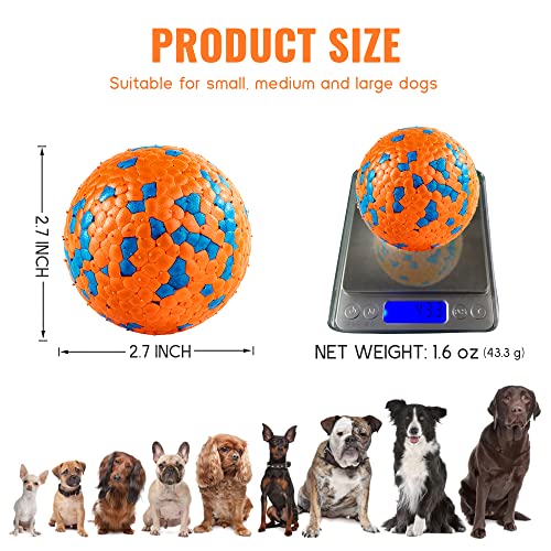 FUSOTO 2PCS Interactive Dog Balls, Dog Toys for Boredom and Stimulating, Dog Toys for Aggressive Chewers, Safer for Dog's Mouths, for Large Medium Small Puppy, Training Catch & Fetch, Water-Floating