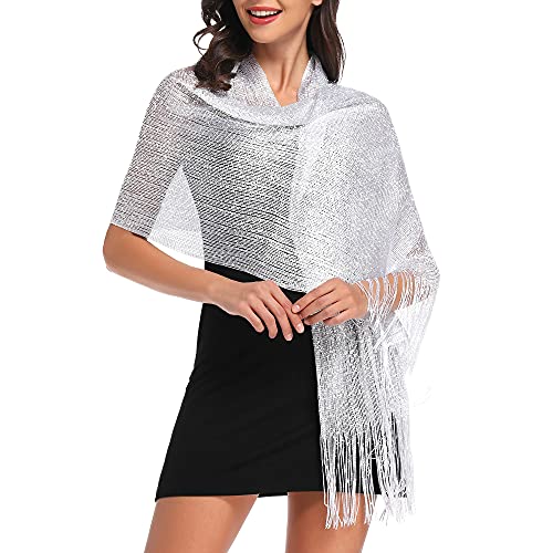 vimate Sparkling Metallic Shawls and Wraps for Bridal Weddings/Evening Party/Formal Dresses (With Free Shawl Buckle)