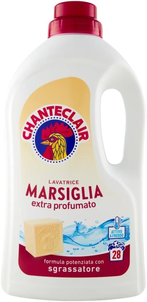 8 x Chanteclair Lavatrice Marsiglia Detersivo Liquido - Detersivo Liquido per lavatrice - Formula detergente con sgrassatore 28 lavaggi 1260 ml + spugna piatti KIT CREATO DA GALLIK
