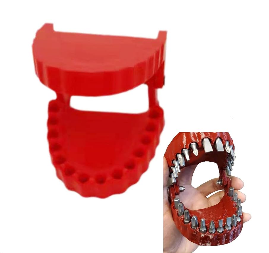 SquarezhenBo 1pc Red Funny Denture Drill Bit Holder Teeth Model Design Screwdriver 6.35mm Fits Bit 1/4 Bits 28 Inch Hex Adapter Tools Screwdriver Bit HoldersNo screwdriver