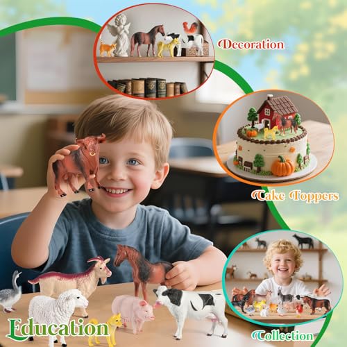FRUSE Bauernhof Tiere Figuren Spielzeug ab 3 Jahr, 23 Stück Bauernhof Spielzeug mit Realistische Tiere Figuren,Traktor Spielzeugs,Bauernhoftiere Set Lernspielzeug Geschenke für Kinder ab 3 4 5 6 Jahre