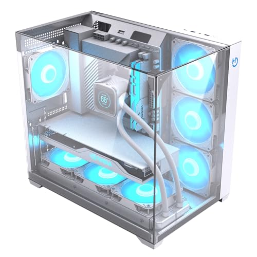Hiditec Sky SemiTower ATX Triple gehärtetes Glas RGB Silber 7 Lüfter Panel USB-C