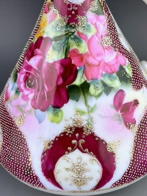 【大型】オールドニッポン 約２２cm アールヌーボー薔薇紋 花瓶 バラ 大型】オールドニッポン 約22cm アールヌーボー薔薇紋 花瓶 バラ