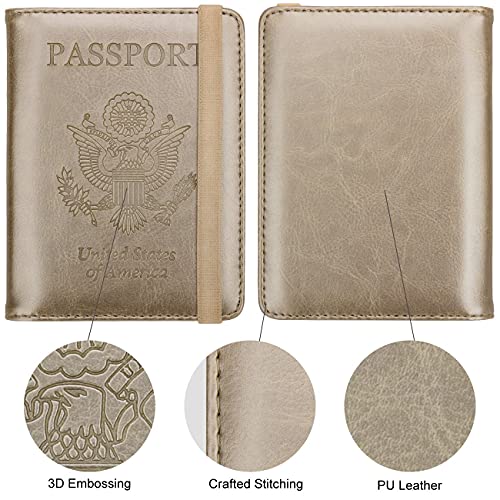 Image of WALNEW Travel Passport Holder, RFID Passport Wallet with Pen | PU Leather Passport Cover Case, Travel Must Haves Accessories, Passport Book Holder for Women Men