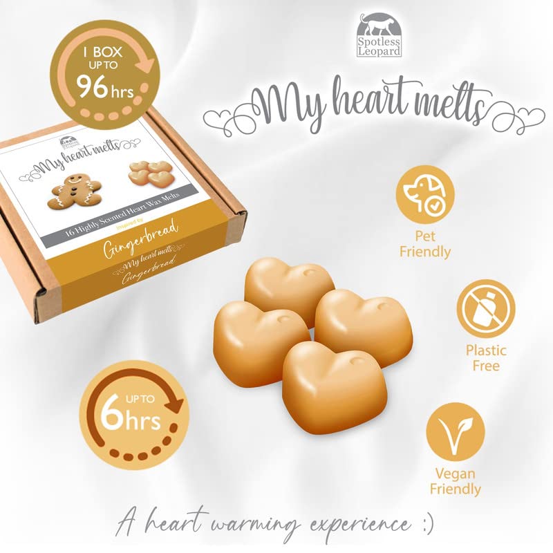 Gingerbread Wax Melts: 16 pcs Heart Shaped Gingerbread Candle Melts, Brown, Small - Image 3