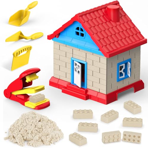 Sand Play Set, 1.7lbs Moldable Self-Sticking Play Sand for Kids, Sensory Building Toy Set for Kids Age 3+, Birthday Gift Idea (Blue)