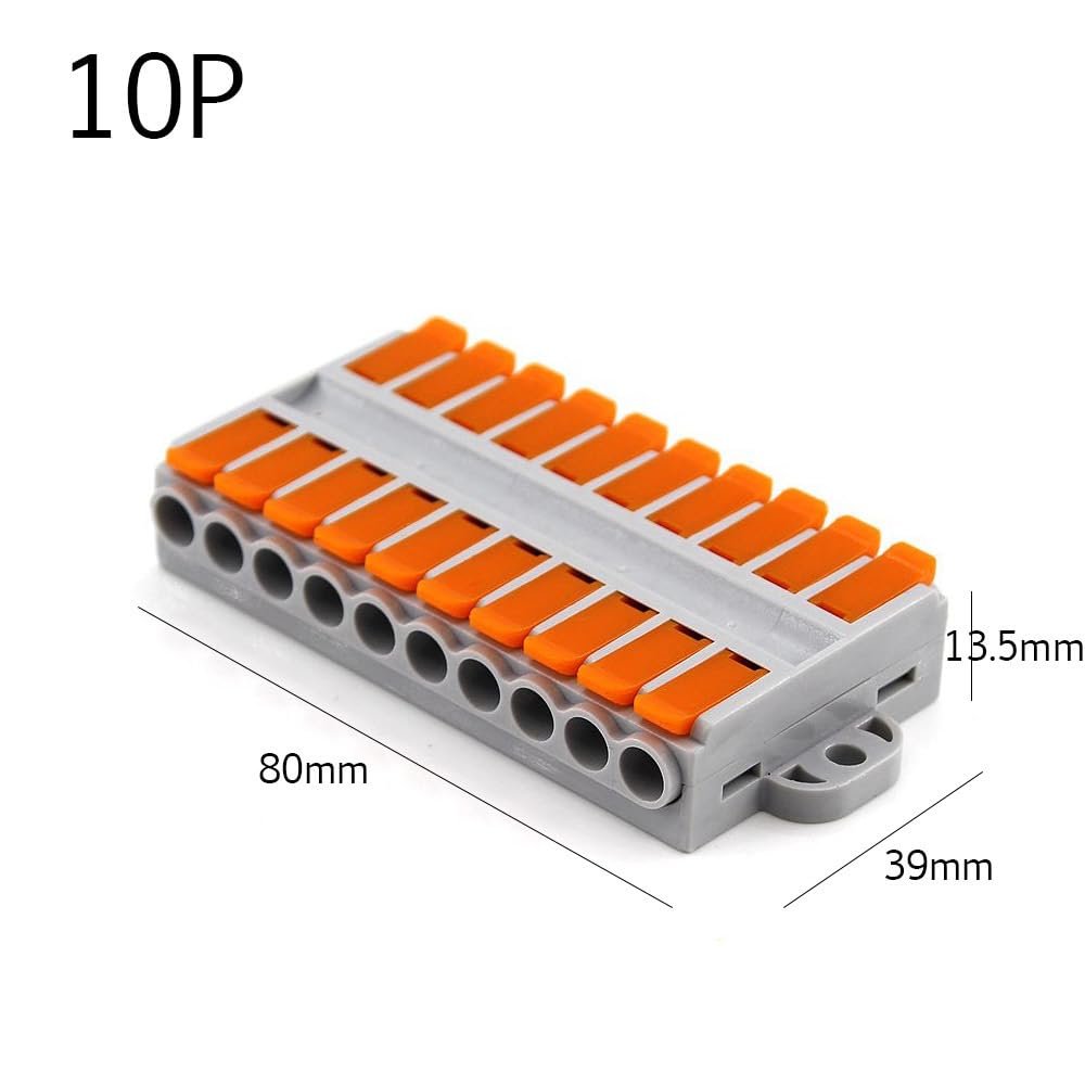 Quick Docking Electrical Wire Connectors Push-in Conductor Terminal Block 6mm2 LED Cable Electircal Wiring Conector M3 Screws(10P,50PCS)