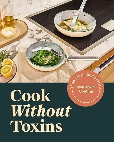 Caraway Ceramic Fry Pan Duo with Glass Lids - Non-Stick Frying Pans (10.5” & 8”) - Non Toxic, PTFE & PFOA Free - Oven Safe & Compatible with All Stovetops – Perracotta - Thumbnail 4