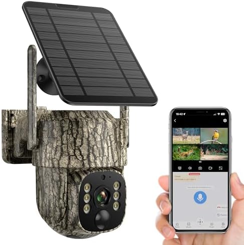 VOOPEAK Cellular Trail Camera- 4G LTE with Unlimited Data, 360° View HD Live Streaming Solar Panel Night Vision Motion Detection Two-Way Audio Game Camera for Hunting & Outdoor Security