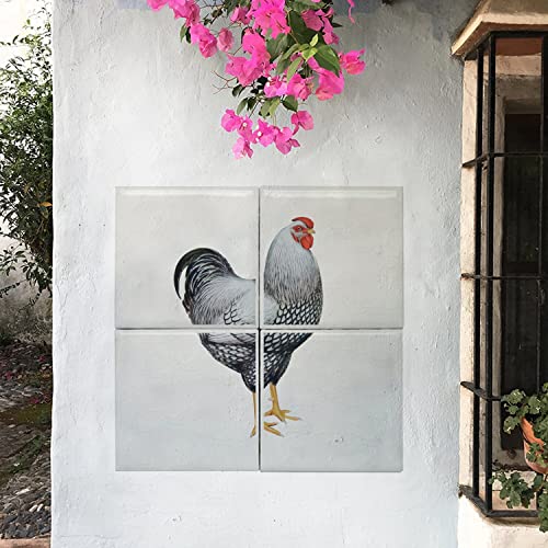 Carreaux céramique crédence cuisine 40x40 lavable motif poule fait main - 2
