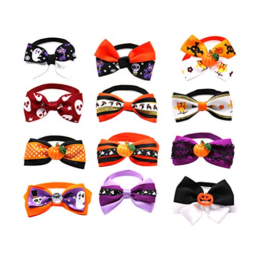 VILLCASE Pet Supplies 12 Pcs Dog Bowties Bells Collars for Puppies Cats Halloween Festival