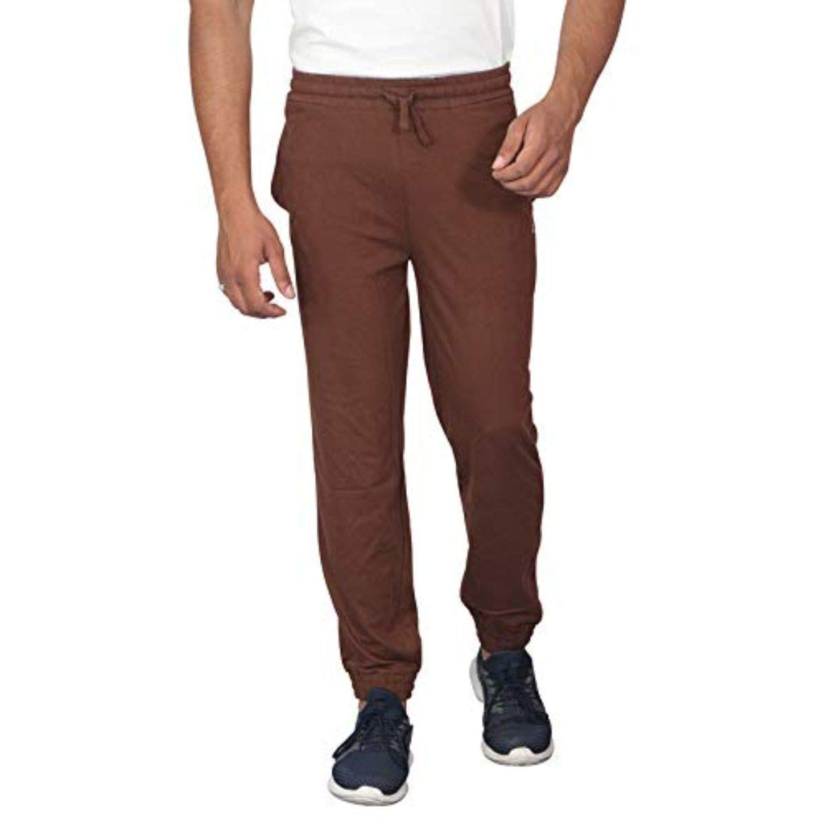 CARBON BASICS Men's Cotton Joggers Lower Track Pants with Zipper Pockets