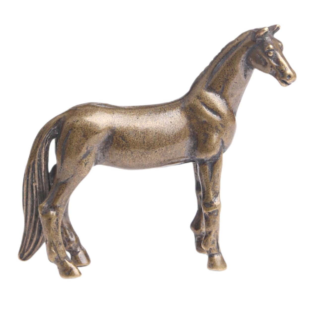 AOKWAWALIY Figura de caballo de latón macizo con figura de caballo de bronce para oficina, té, mascotas, adornos de cobre