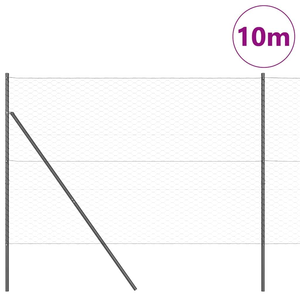 Zaunpfosten Grau aus Stahl und PVC 1000 x 3,2 x 150 cm, 14 Stück Set für Garten, Sichtschutz, Einzäunung, wetterfest, korrosionsbeständig, Montagebausatz für Terrasse und Vorgarten