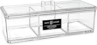 Vista 1 de Isaac Jacobs Organizador apilable rectangular de acrílico transparente de 3 compartimentos con tapa, bandeja de cajón multiseccional, solución