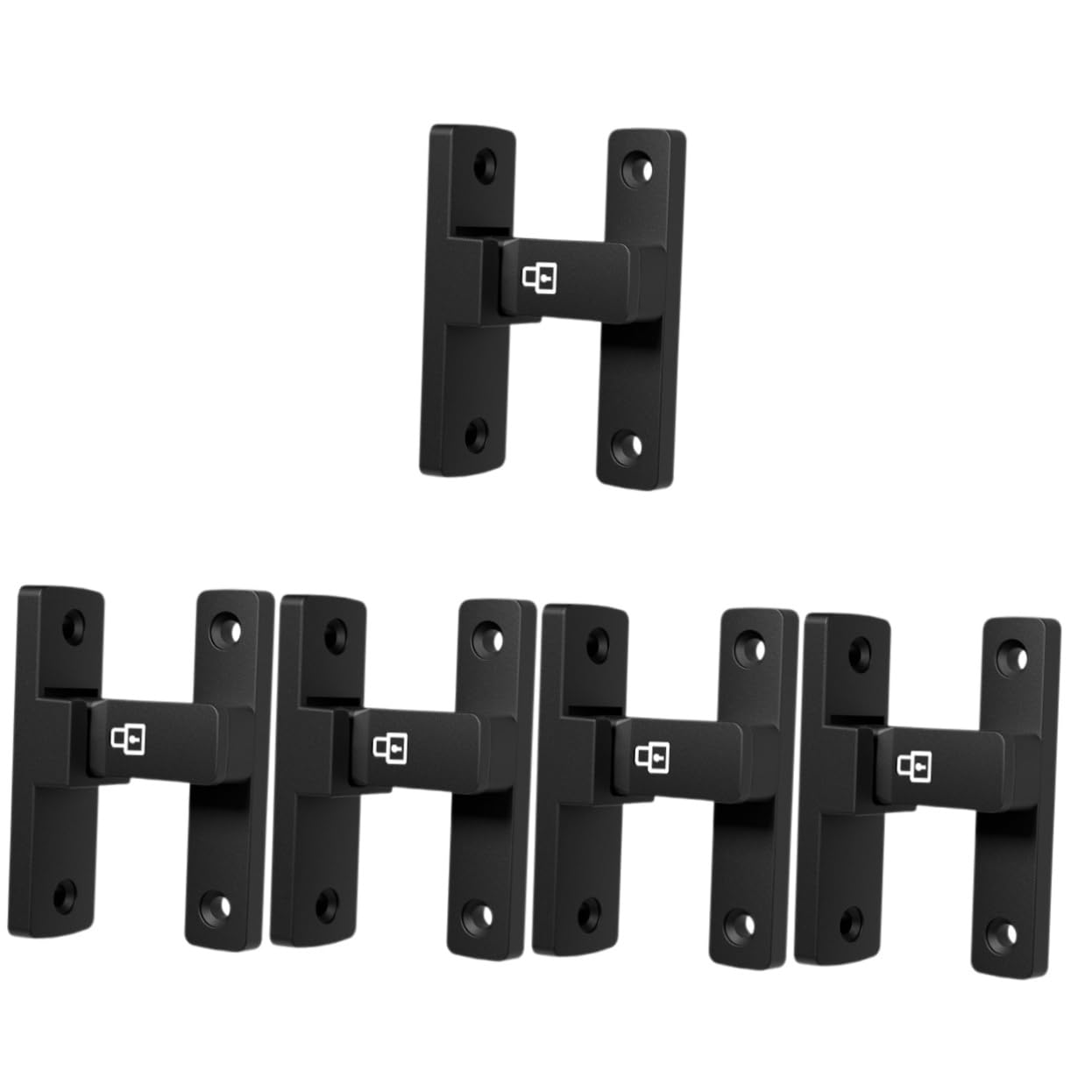 POPETPOP 5 Pezzi serratura cancello capannone chiavistello all'aperto fermo della porta cabina Chiusura a 90 gradi Clievi delle porte chiusura della porta Lega di zinco Black