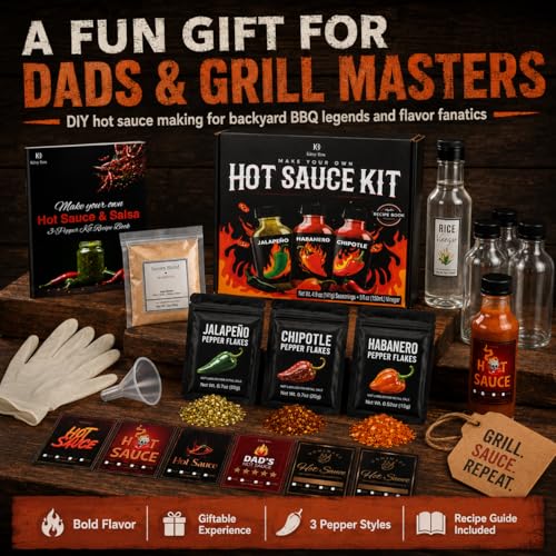 Image of Hot Sauce Making Kit - Make Your Own Fresh Hot Sauce At Home, Gift Set | Makes 12 Bottles from Mild to Hot - 3 Variety Pepper Packs Included