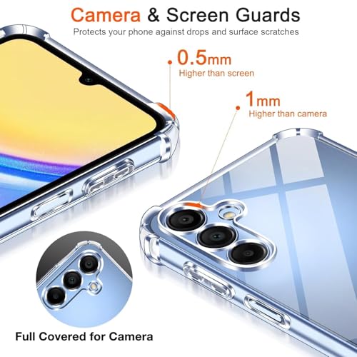 Image of Lustree Samsung Galaxy A16 5G Back Cover Transparent Case | Clear TPU Shockproof Case with Four Corner Protection & Raised Camera Guard | Slim Protective Cover for Samsung A16