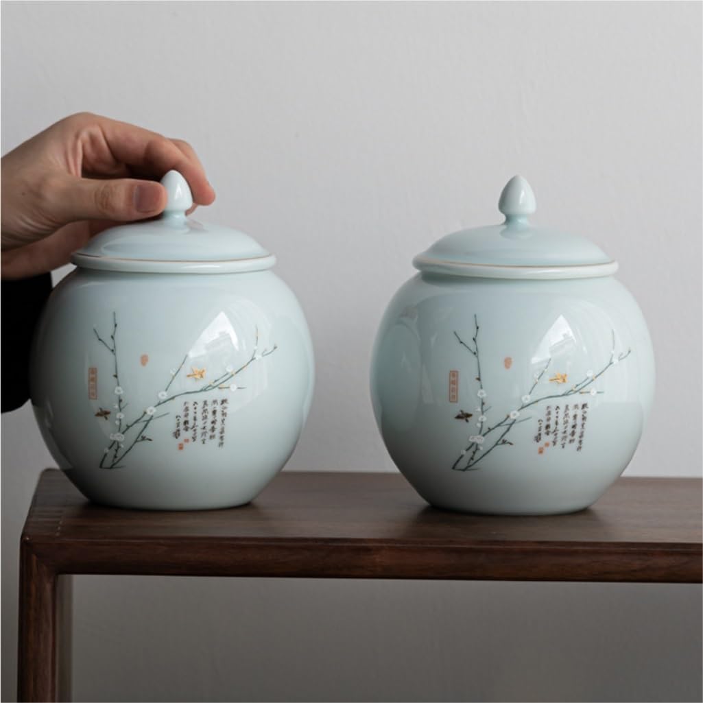 Contenitore per il tè in ceramica, contenitore per la conservazione del tè sfuso, barattolo in ceramica sigillato, semplice barattolo per la conservazione del tè, set da tè cinese, set di scatole co