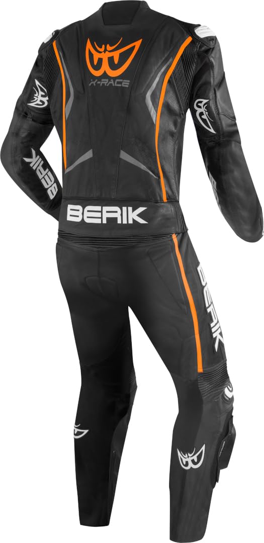 Berik Zakura Evo perforierte 2-Teiler Motorrad Lederkombi, schwarz/grau/orange, 56