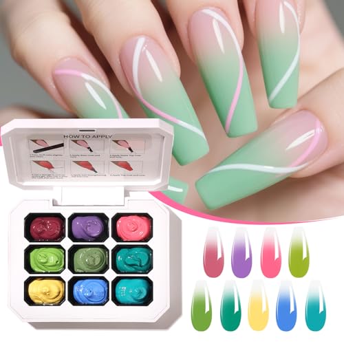 Paleta de Gel para Uñas Ombre 9 Colores con Esponjas miniatura 2
