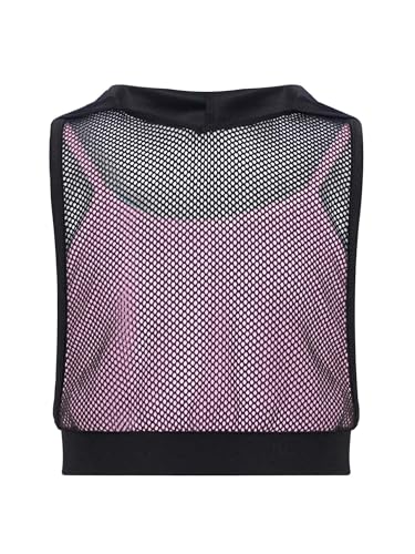 Kids Girls Sleeveless Hooded Crop Top Mesh Dance Sports Vest Gymnastics Yoga Tank Top3